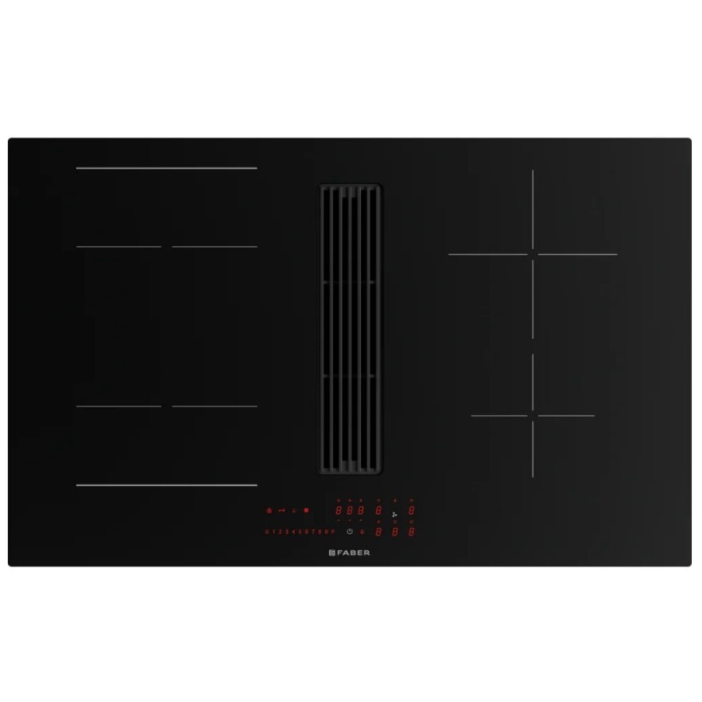 foto del prodotto faber galileo linear a830 340.0708.972 piano cottura a induzione con cappa integrata aspirante in vetroceramica nero da 83 cm