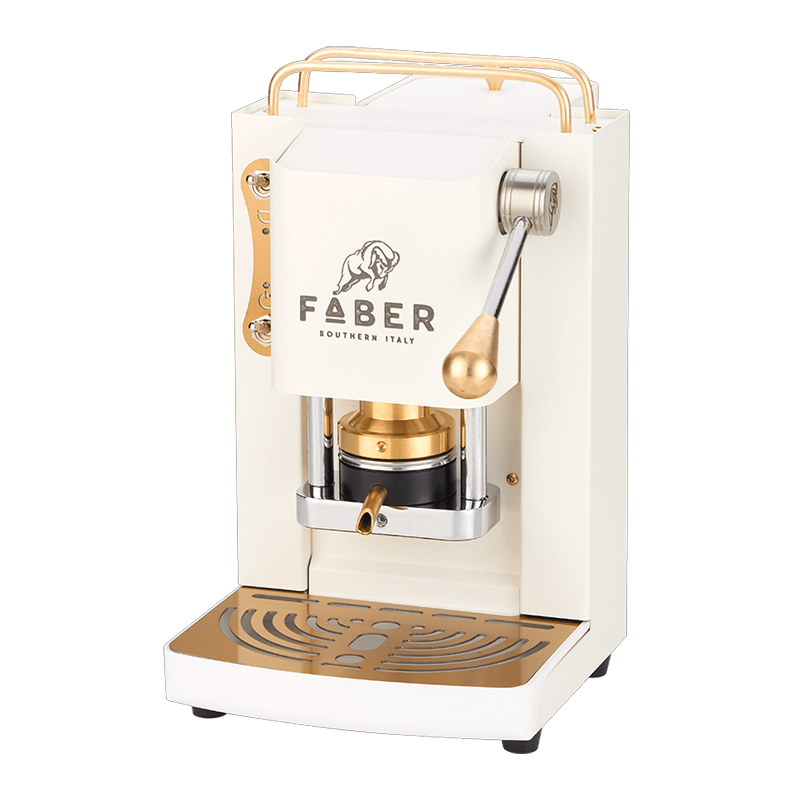 foto del prodotto faber pro deluxe sabbia ivory macchina per caffe pressacialda in ottone elettrovalvola e termostato 95 telaio in acciaio