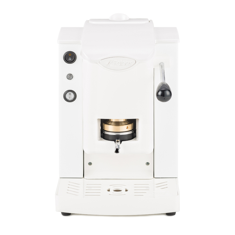 foto del prodotto faber slot plast basic macchina per caffe con pressacialda in ottone telaio in metallo bianco e frontale in policarbonato bianco