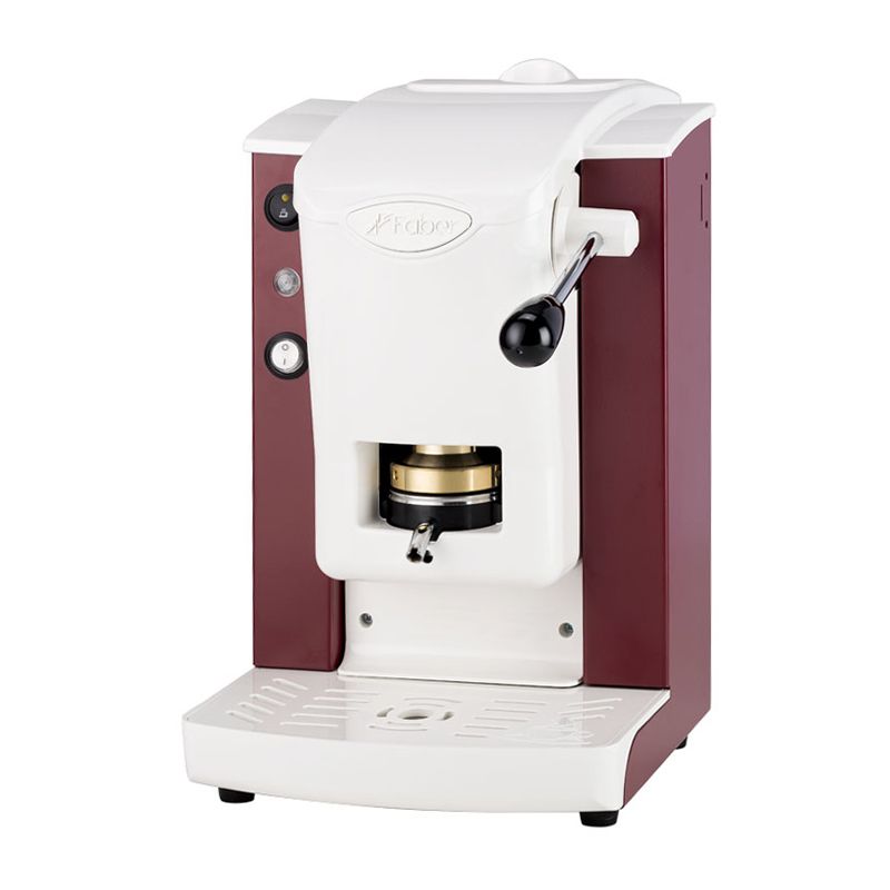 foto del prodotto faber slot plast basic macchina per caffe con pressacialda in ottone telaio in metallo borgogna e frontale in policarbonato bianco