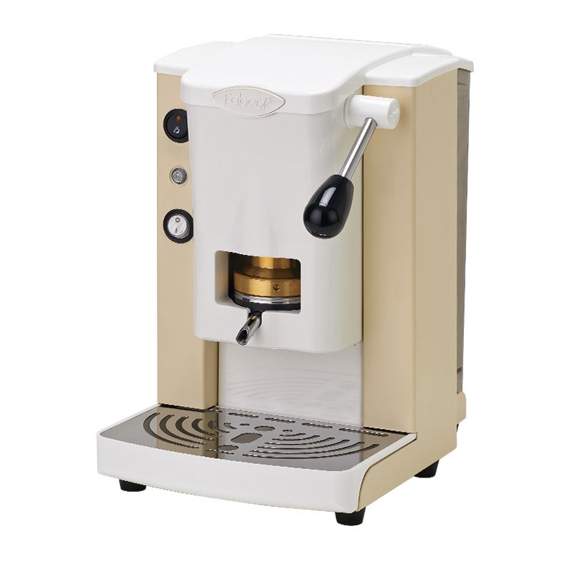 foto del prodotto faber slot plast basic macchina per caffe con pressacialda in ottone telaio in metallo sabbia e frontale in policarbonato bianco
