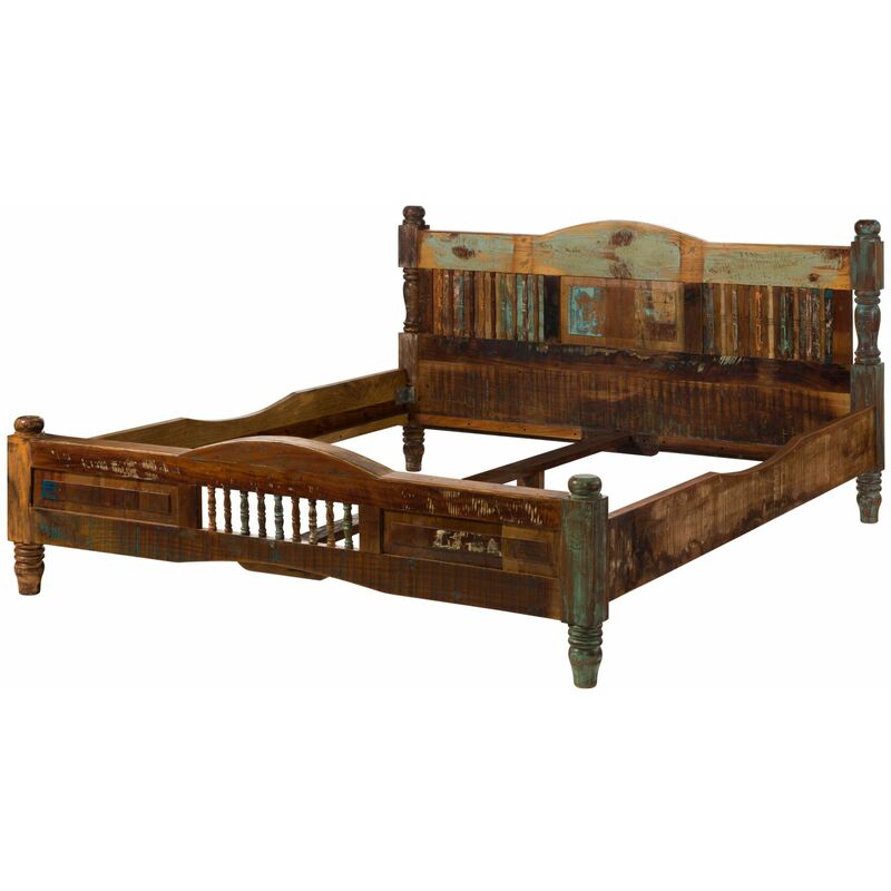 foto del prodotto fable 13 letto matrimoniale in legno riciclato laccato multicolore 180x200