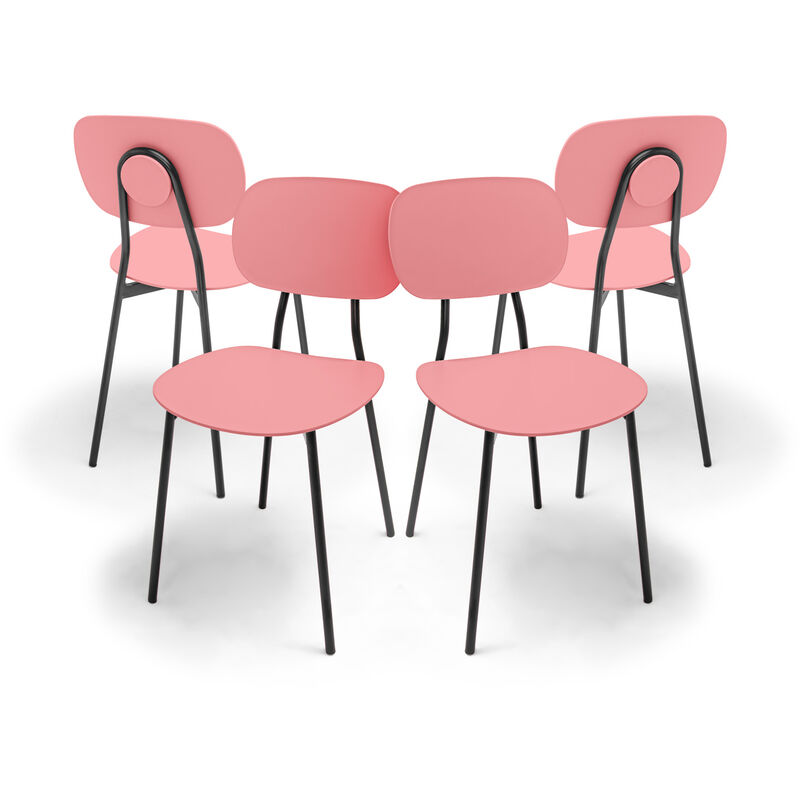 foto del prodotto fabriano set di 4 sedie di design in metallo e pp, stile moderno, colore elegante rosa
