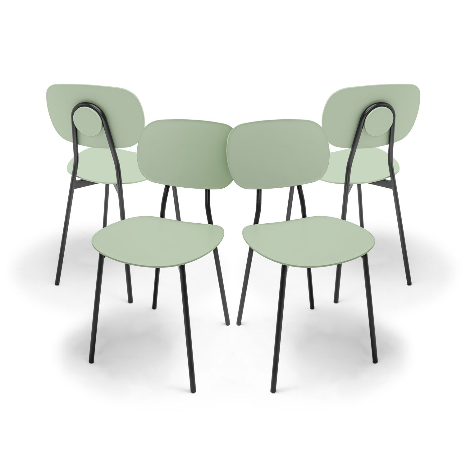 foto del prodotto fabriano set di 4 sedie di design in metallo e pp, stile moderno, colore elegante verde