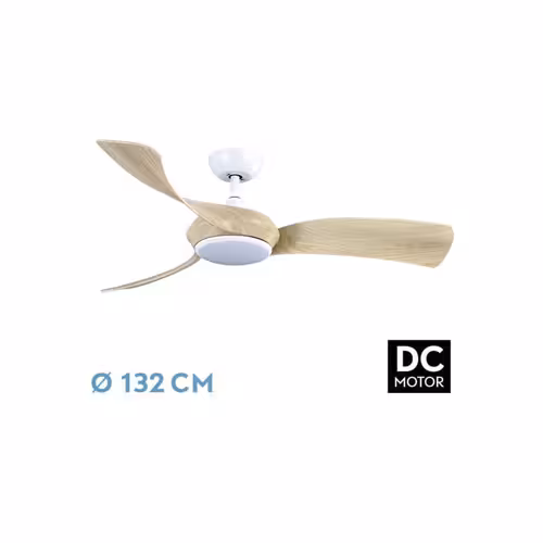 immagine 0 del prodotto fabrilamp abrila fan dc cerde a colour white with three blades in beech colour fan 6 adjustable speeds with 3 temperatures de light remote