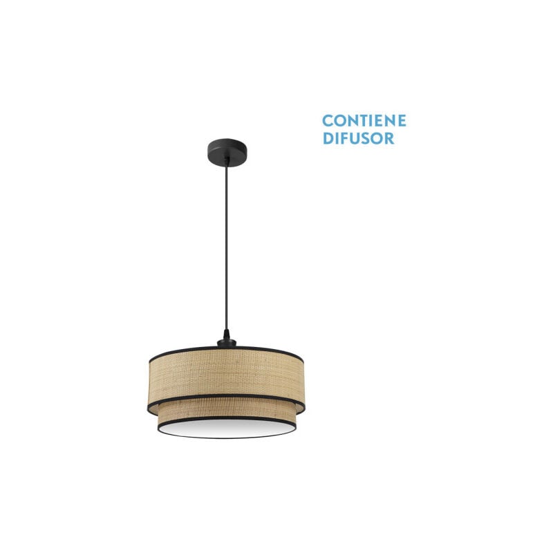 foto del prodotto fabrilamp akunadecor lampada a sospensione de 2lights modello roque naturale nero