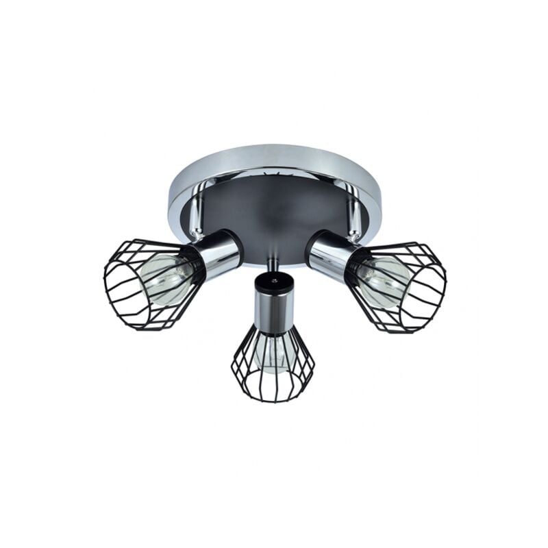 foto del prodotto fabrilamp akunadecor lampada da soffitto rotonda con 3 faretti modello mateo cromo nero