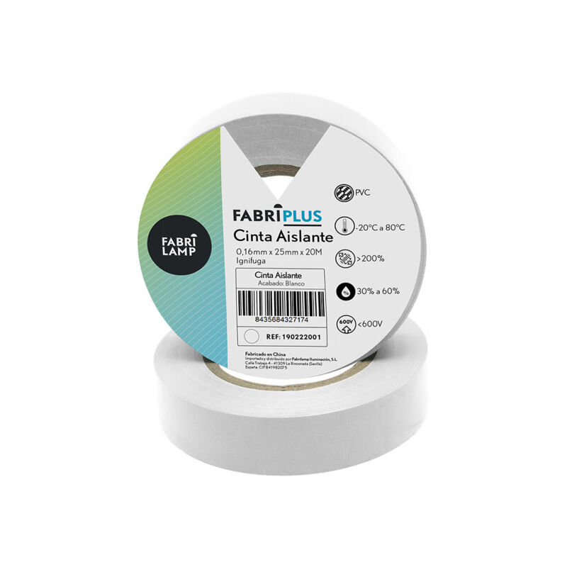 foto del prodotto fabrilamp ampio rotolo di nastro elettrico in pvc bianco 25mmx20m per elettricista flessibile e resistente
