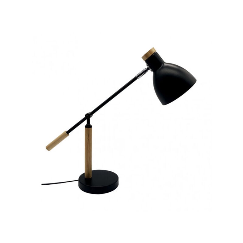 foto del prodotto fabrilamp biel lampada da tavolo 1xe27 nero faggio 48x15x50 cm regolabile a 360 e snodabile