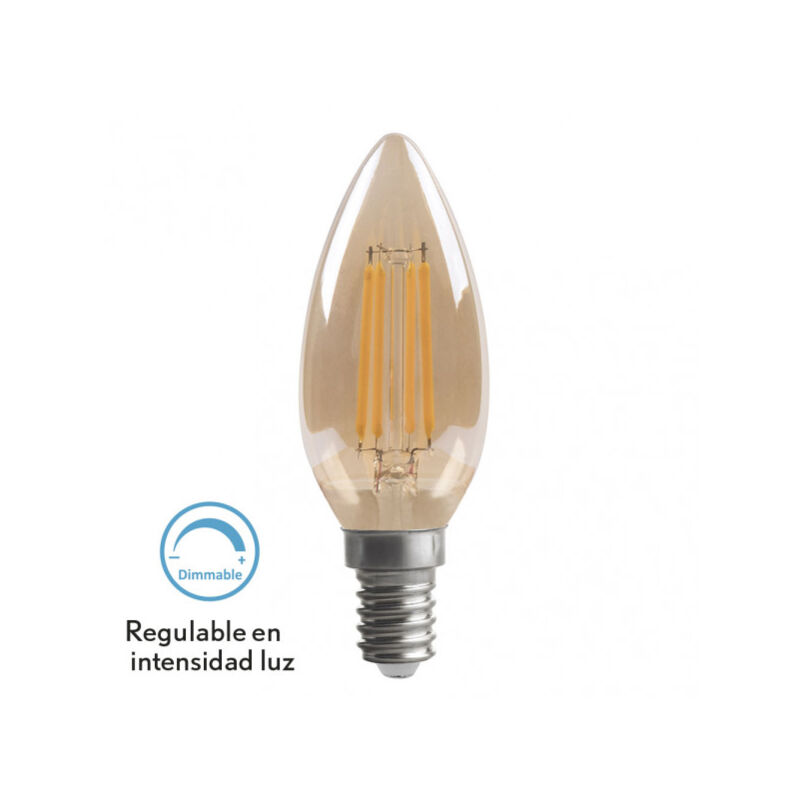 foto del prodotto fabrilamp candela a filamento 10x3,5d 4w dimmerabile e14 330lm ambra 2700k