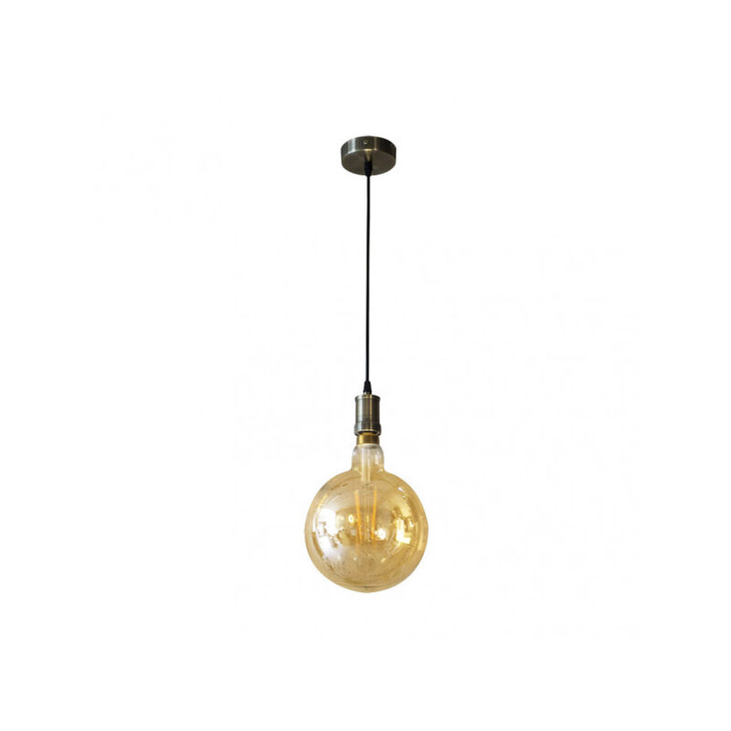 foto del prodotto fabrilamp celso ciondolo 1xe27 in pelle ambra lampadina inclusa 8w 3000k 640lm regx20x20 cm