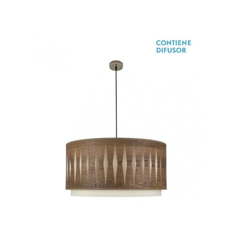 foto del prodotto fabrilamp ciondolo 3lights modello alexandra pelle legno scuro