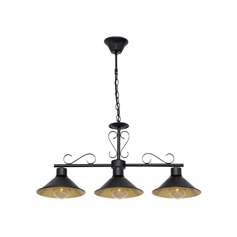 foto del prodotto fabrilamp ciondolo azalea 3xe27 nero oro regx86x20 cm