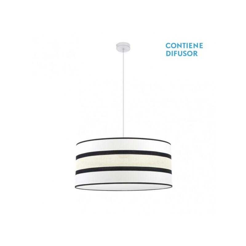 foto del prodotto fabrilamp ciondolo con paralume karla 3 luci bianco beige