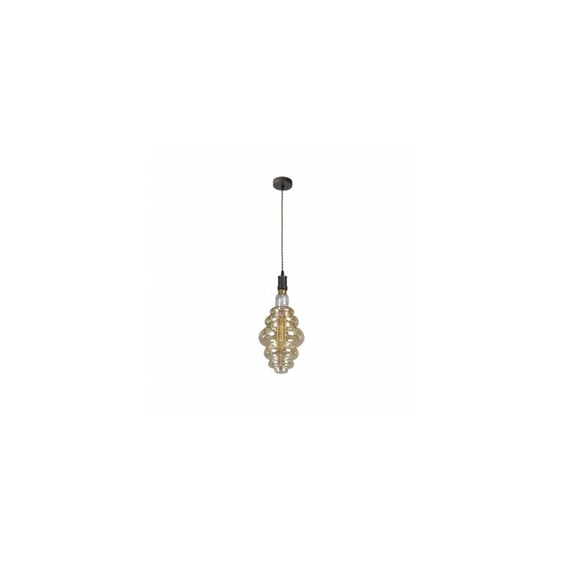foto del prodotto fabrilamp ciondolo loreto 1xe27 marrone ambra lampadina inclusa 8w 3000k 620lm regx20x20 cm