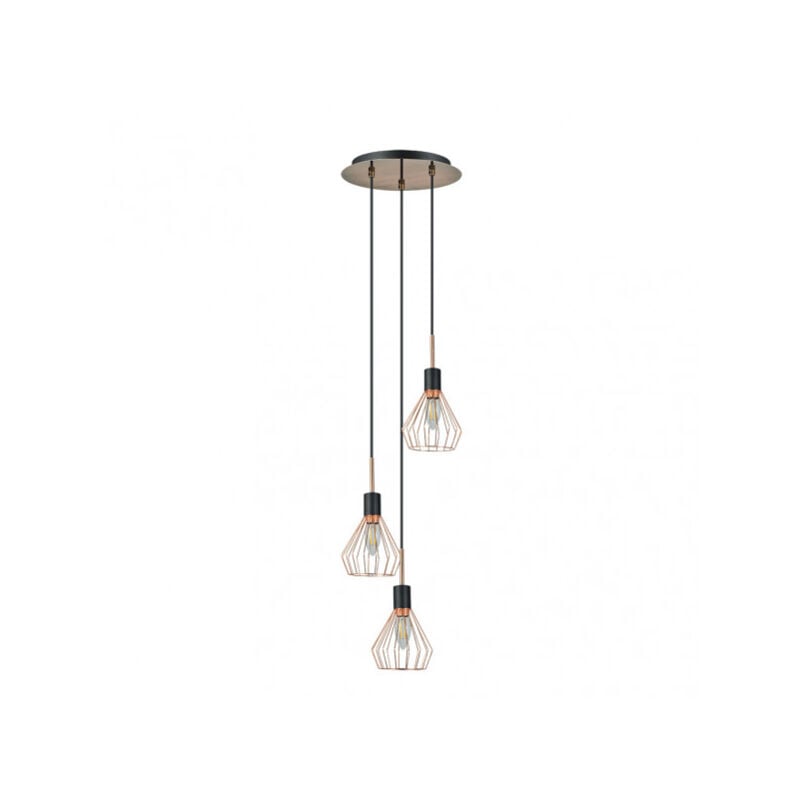 foto del prodotto fabrilamp ciondolo san pietroburgo 3xe14 nero rame regx30x30 cm