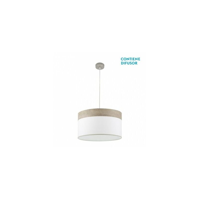 foto del prodotto fabrilamp cloe lampada a sospensione 2xe27 nichel legno bianco grigio regx50x50 cm