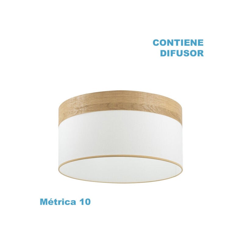 foto del prodotto fabrilamp cloe m10 paralume a sospensione bianco bianco legno 50dx50dx22h diffusore incluso