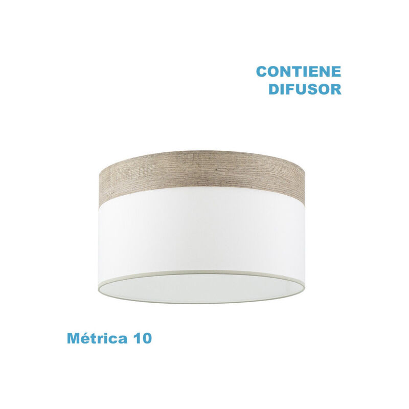foto del prodotto fabrilamp cloe m10 paralume a sospensione bianco grigio legno 50dx50dx22h diffusore incluso