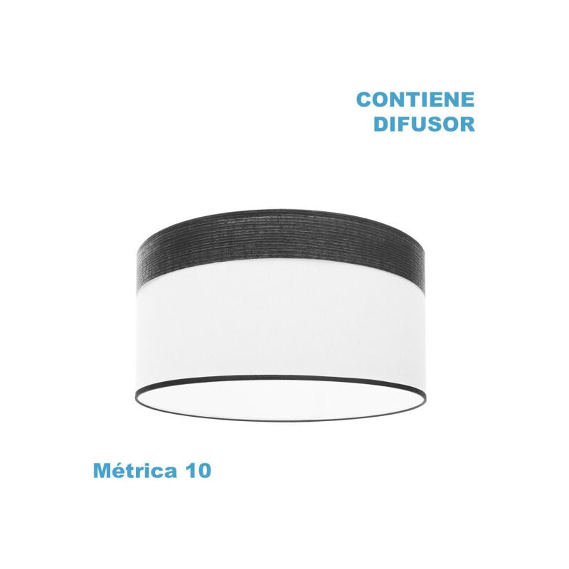 foto del prodotto fabrilamp cloe m10 paralume a sospensione bianco legno nero 50dx50dx22h diffusore incluso