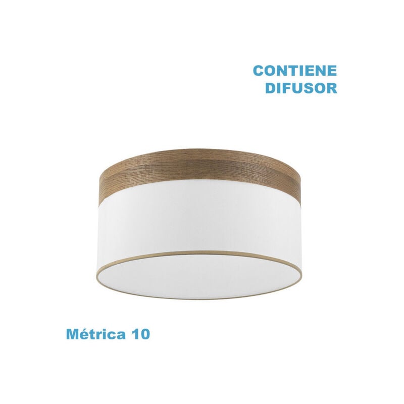 foto del prodotto fabrilamp cloe m10 paralume a sospensione bianco legno scuro 50dx50dx22h diffusore incluso
