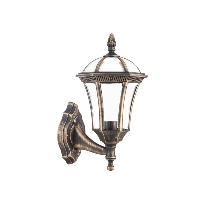 foto del prodotto fabrilamp comino lampada da parete per esterni 1xe27 oro antico ip44 policarbonato 41,1x17x17x6x6x23,8 cm