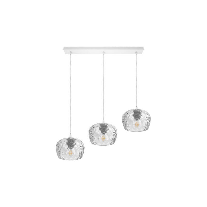 foto del prodotto fabrilamp estela 3xe27 bianco regx65x13 cm paralume in cristallo trasparente