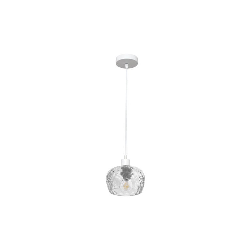foto del prodotto fabrilamp estela ciondolo 1xe27 white regx13x13 cm paralume in cristallo trasparente tagliato