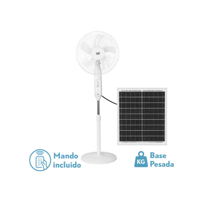 foto del prodotto fabrilamp fan dc de pie solar clima blanco 30w 3vel 5asp puerto usb y luz c quake 43d cable 4,20m