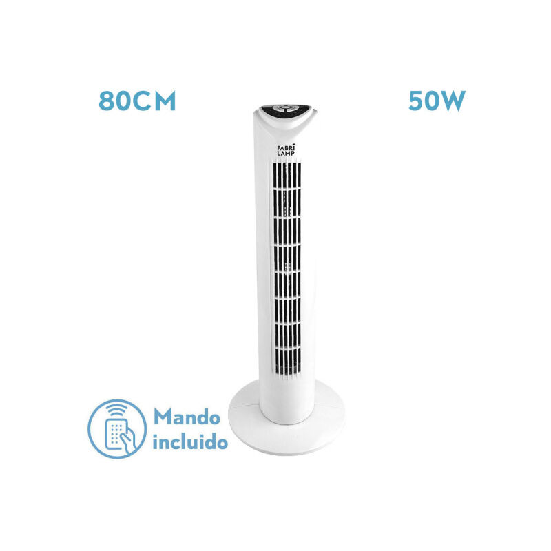 foto del prodotto fabrilamp fan de tuka tower white 3 vel 50w quake oscillating timer 80x25x25 cm