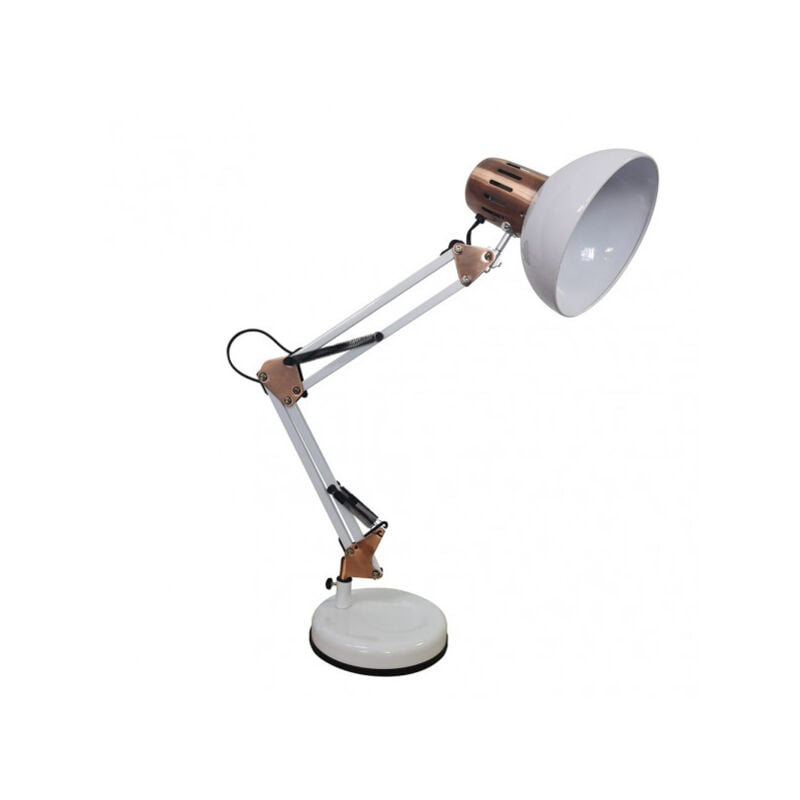 foto del prodotto fabrilamp flexo articulable bianco con dettagli in rame rutilo