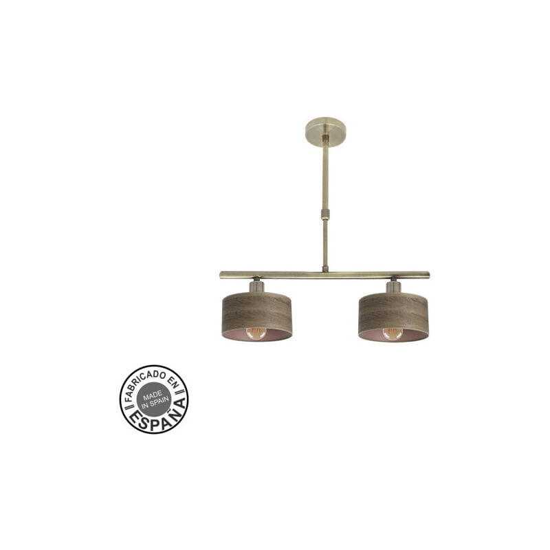 foto del prodotto fabrilamp gilda lampada 2xe14 cuoio scuro legno regx43x14 cm