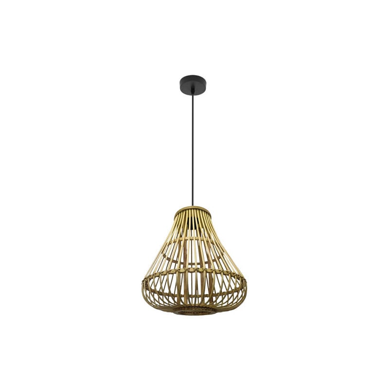 foto del prodotto fabrilamp hormos lampada a sospensione de lampada da soffitto nero naturale bamb 1xe27 35d