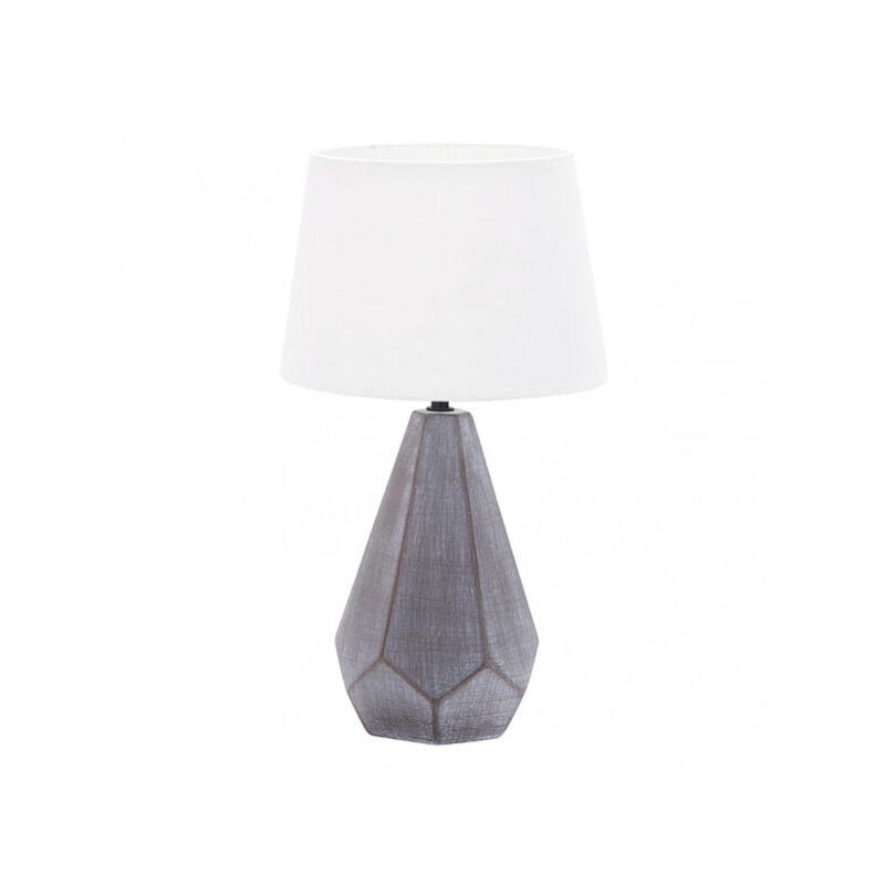 foto del prodotto fabrilamp ibi lampada da tavolo in ceramica 1xe27 nero paralume bianco 43x24,8x24,8 cm