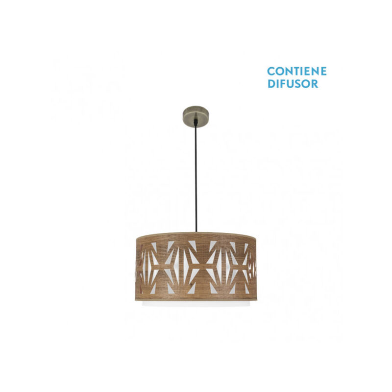 foto del prodotto fabrilamp katerina lampada a sospensione in pelle/legno scuro, modello dimmerabile