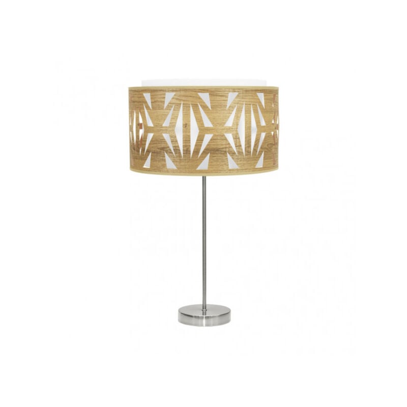 foto del prodotto fabrilamp katerina lampada da tavolo alta 1xe27 nichel legno chiaro 61x30x30 cm