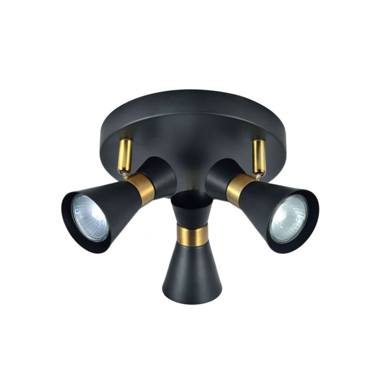 foto del prodotto fabrilamp lampada a soffitto de 3 faretti orientabili maximo in pelle nera