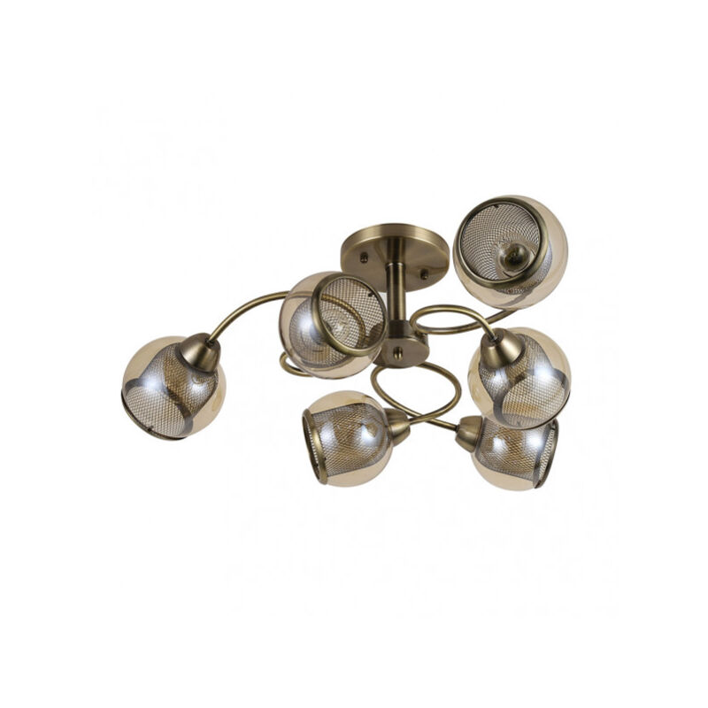 foto del prodotto fabrilamp lampada a soffitto de 6 faretti modello stanley pelle