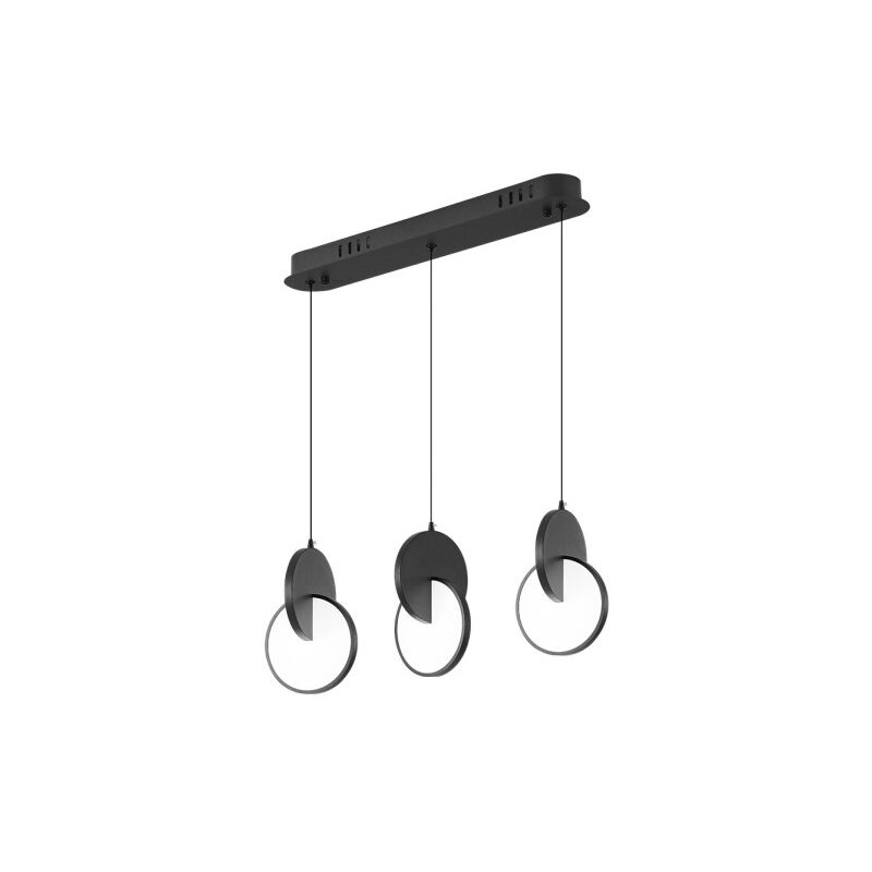 foto del prodotto fabrilamp lampada a sospensione carlota 3l nero 51w 6500k 7140lm regx54x18cm