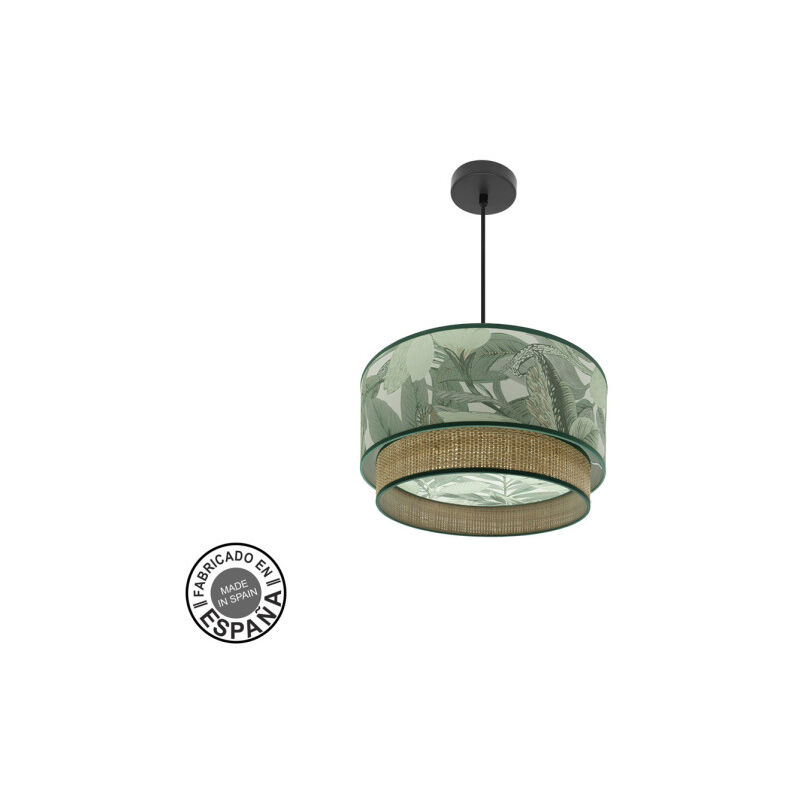 foto del prodotto fabrilamp lampada a sospensione de soffitto a sospensione congo 40d 1xe27 nero verde naturale