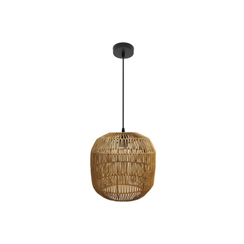 foto del prodotto fabrilamp lampada a sospensione de soffitto fabio 1xe27 nero naturale 33d