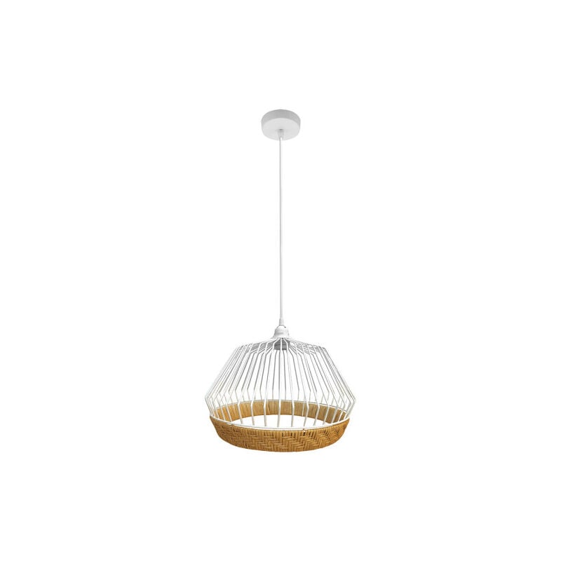 foto del prodotto fabrilamp lampada a sospensione de soffitto hugo 1xe27 bianco naturale 25d