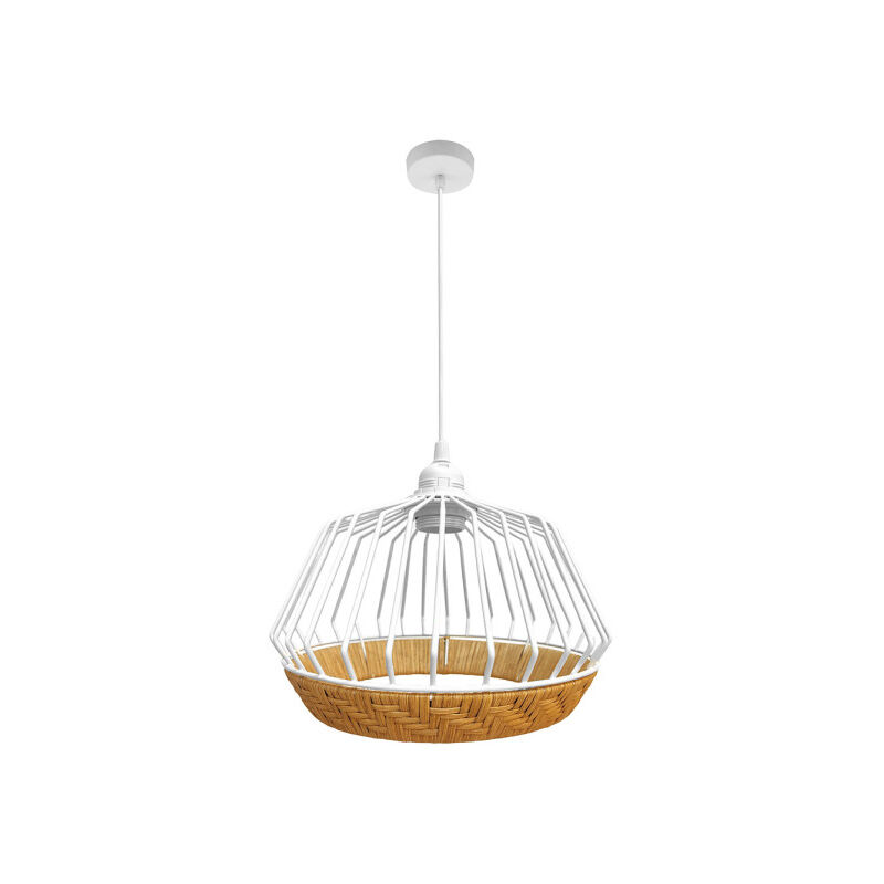 foto del prodotto fabrilamp lampada a sospensione de soffitto hugo 1xe27 bianco naturale 36d