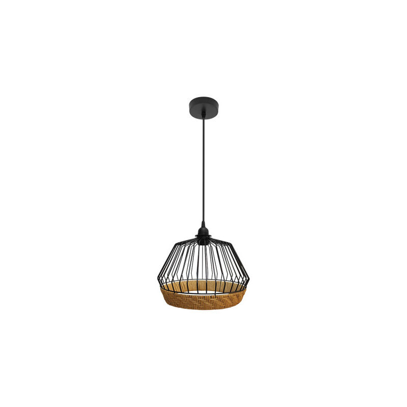 foto del prodotto fabrilamp lampada a sospensione de soffitto hugo 1xe27 nero naturale 25d