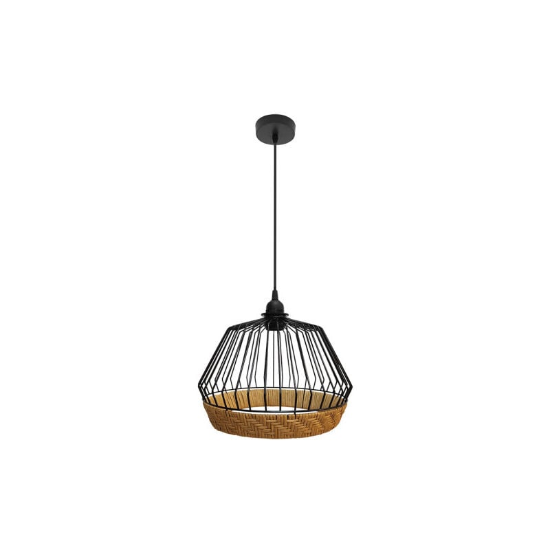 foto del prodotto fabrilamp lampada a sospensione de soffitto hugo 1xe27 nero naturale 30d