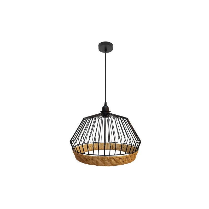 foto del prodotto fabrilamp lampada a sospensione de soffitto hugo 1xe27 nero naturale 36d