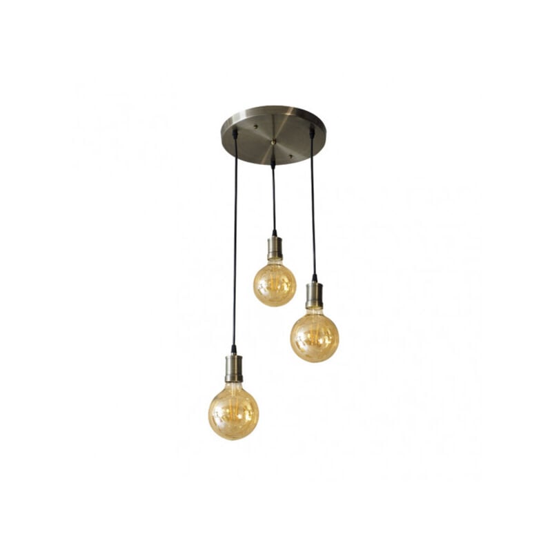 foto del prodotto fabrilamp lampada celso 3xe27 pelle ambra lampadine incluse 24w 2700k 2250lm regx64x13 cm