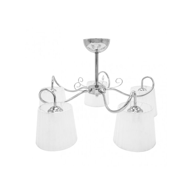 foto del prodotto fabrilamp lampada cuzco cromata con paralume bianco 5xe14