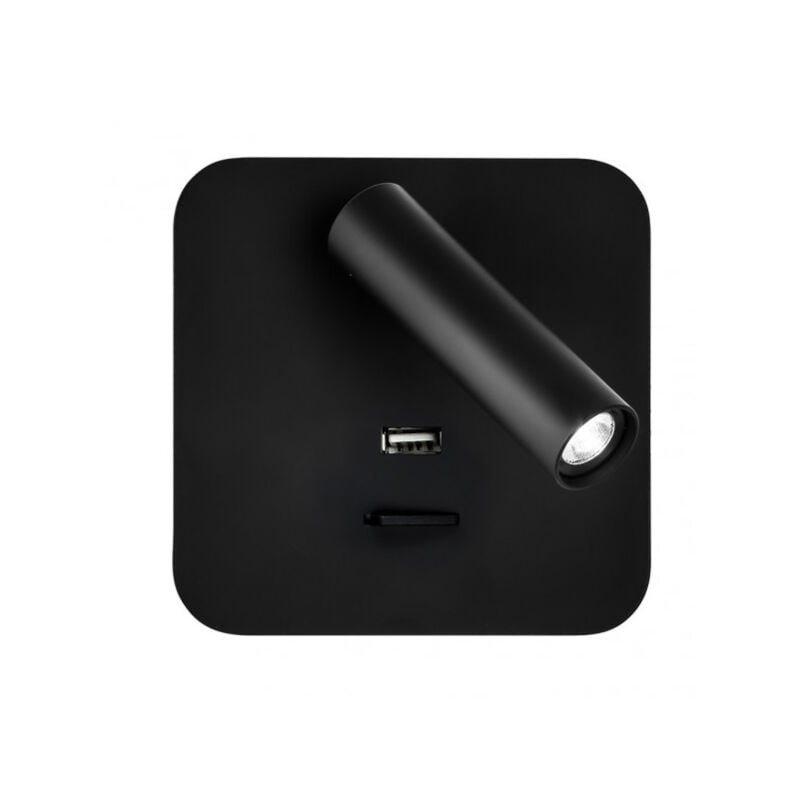 foto del prodotto fabrilamp lampada da parete 3w 4000k giotto porta quadrata nera usb 150lm w switch 14x14x12cm orientb