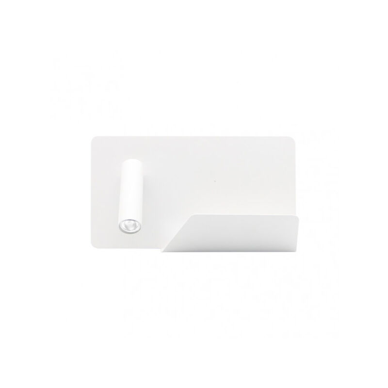 foto del prodotto fabrilamp lampada da parete 3w 4000k miguel angel sinistra bianco c usb e mensola 150lm 16x28x12 cm regolabile